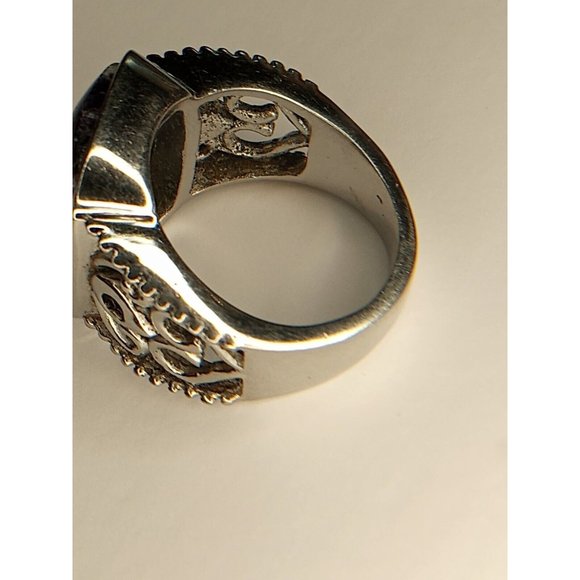316L Stainless Steel Silver Tone Purple Stone Look Ring Size‎ 7 (10c2) - Picture 9 of 9